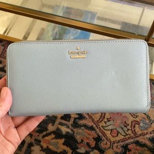Kate Spade Light Blue Zipper Long Wallet